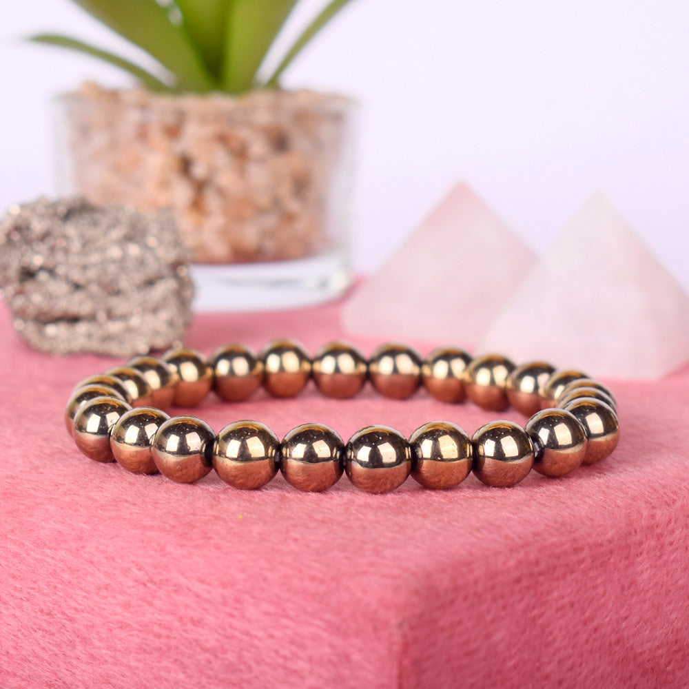 Golden Pyrite Beaded Bracelet Stylish Spiritual Wear
