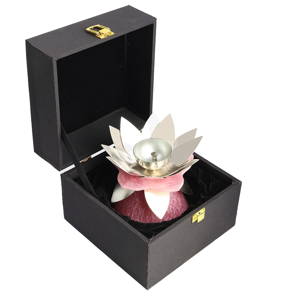 Lotus Diya – Silver Plated Decorative Pooja Lamp Spiritual Use