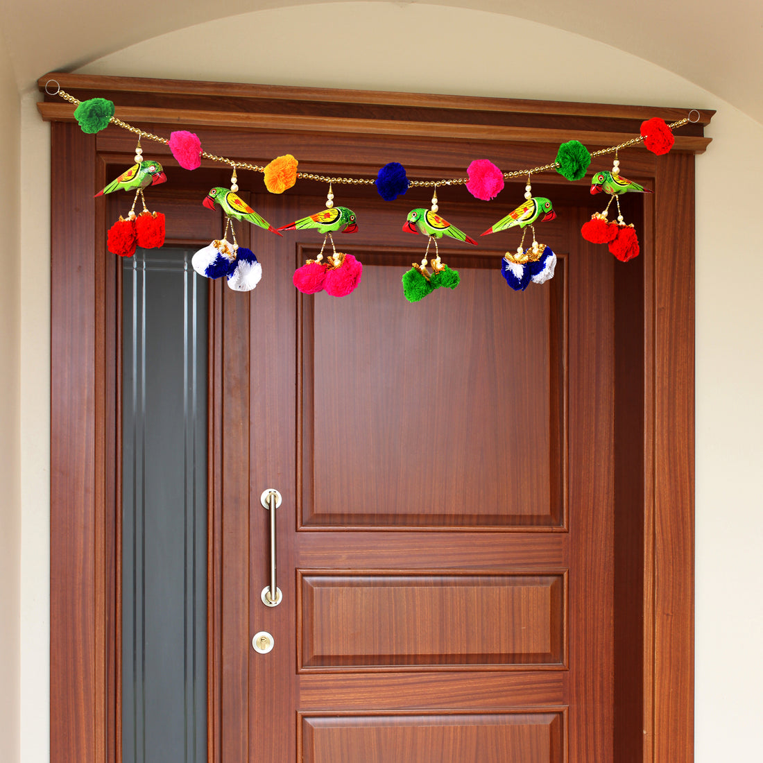 Parrot Puppets Pom Pom Toran Bandhanwar For Entrance Door