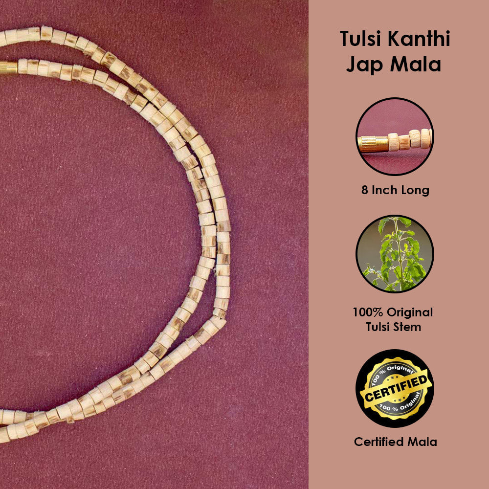 100% Pure 8 inch Long Tulsi Kanthi Bead Mala