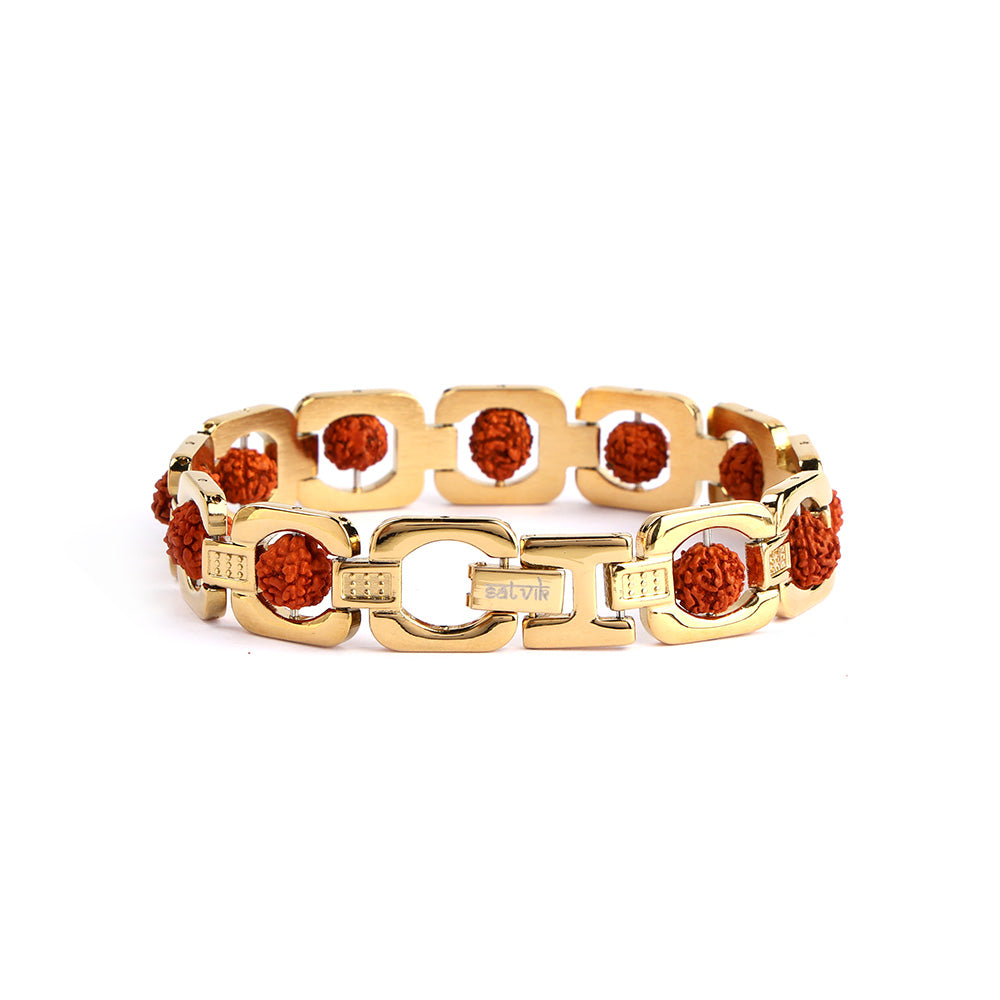 Gold Plated Rudraksha Bead Bracelet Premium Spiritual Wear