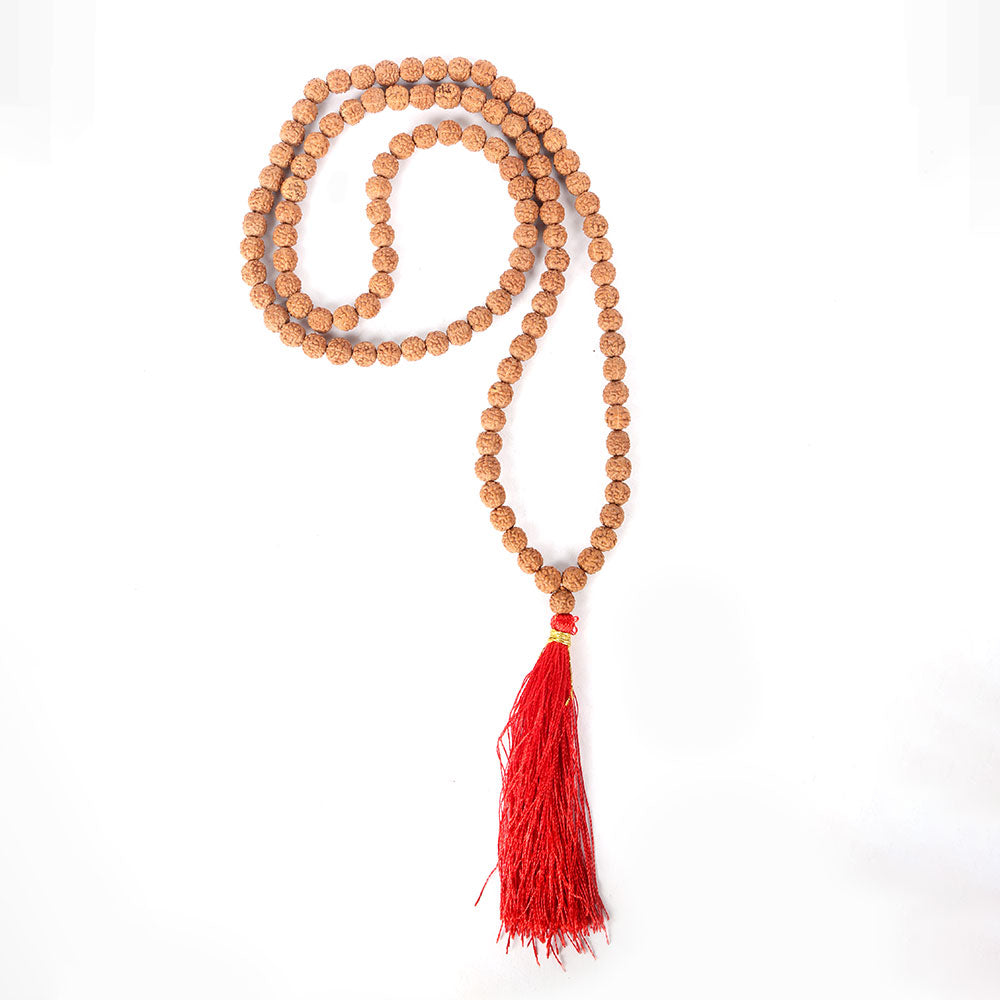5 Mukhi Pathariya Rudraksh Mala 108 Beads 8mm