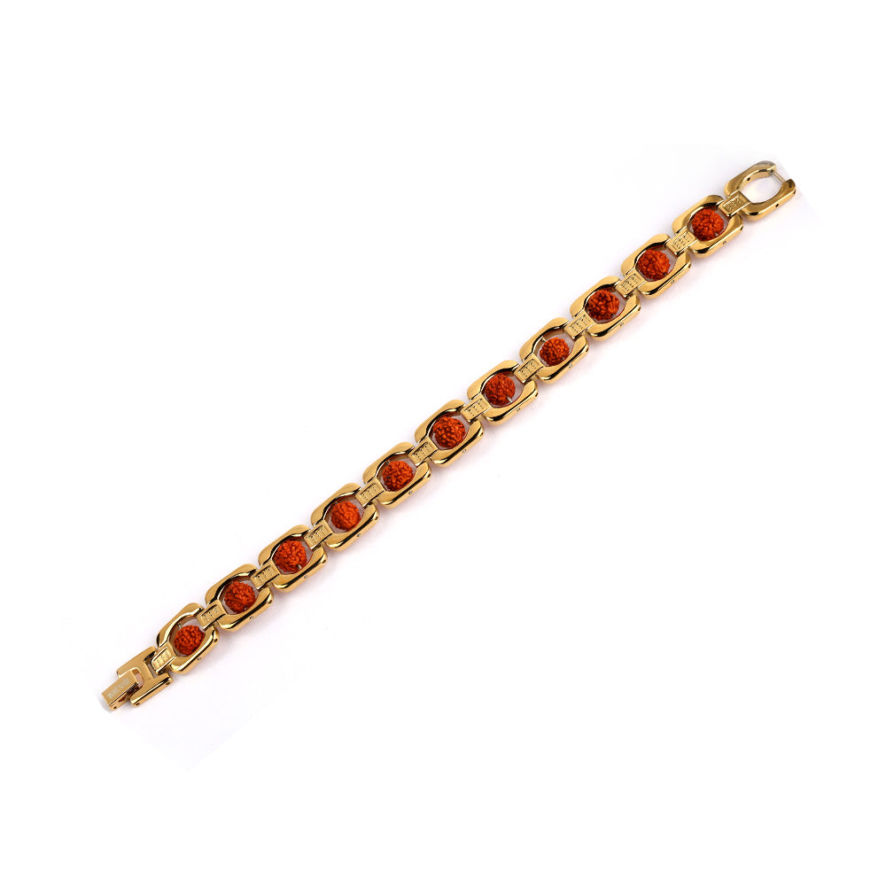 Gold Plated Rudraksha Bead Bracelet Premium Spiritual Wear