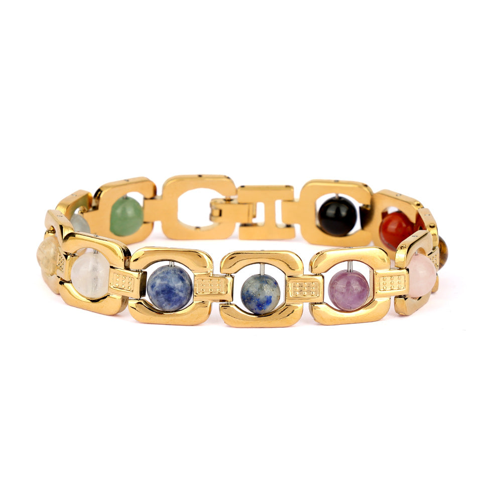 11 Chakra Gold Plated Bracelet – Unisex Spiritual Wear