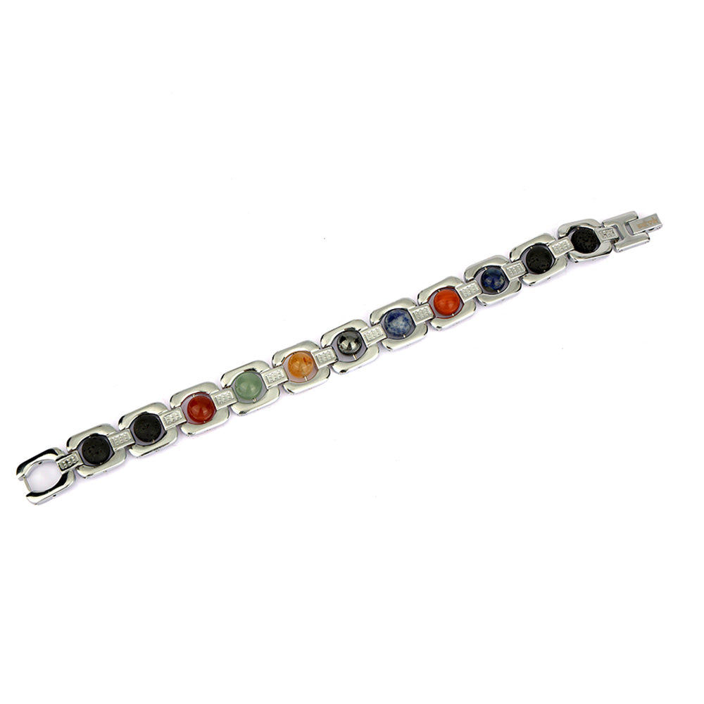 7 Chakra Silver Plated Bracelet – Unisex Spiritual Wear