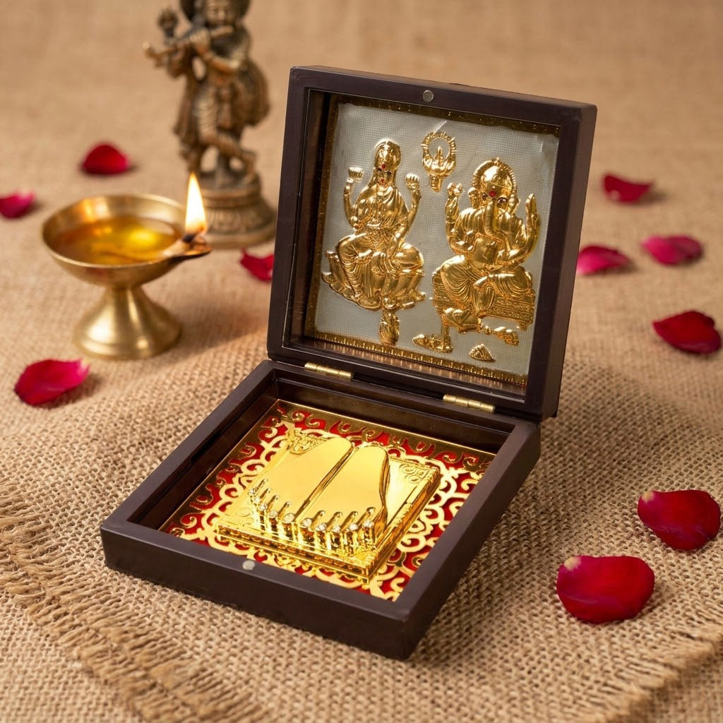 Shree Lakshmi Ganesh Charan Paduka Box - Medium