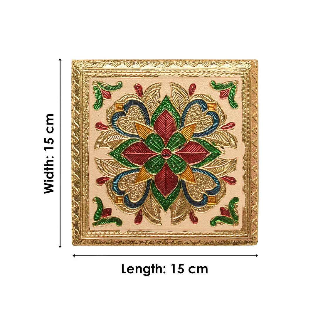 Elegantly Crafted Wooden Chowki with Enchanting Meenakari and Floral Embellishments