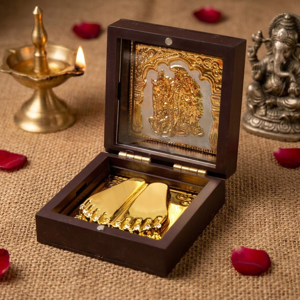 Jai Shree Ram Charan Paduka Box - Small