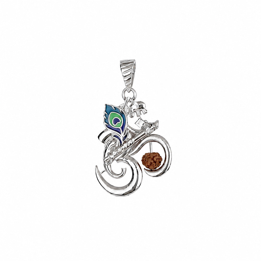 925 Silver Hallmarked Om Krishna Rudraksha Pendant
