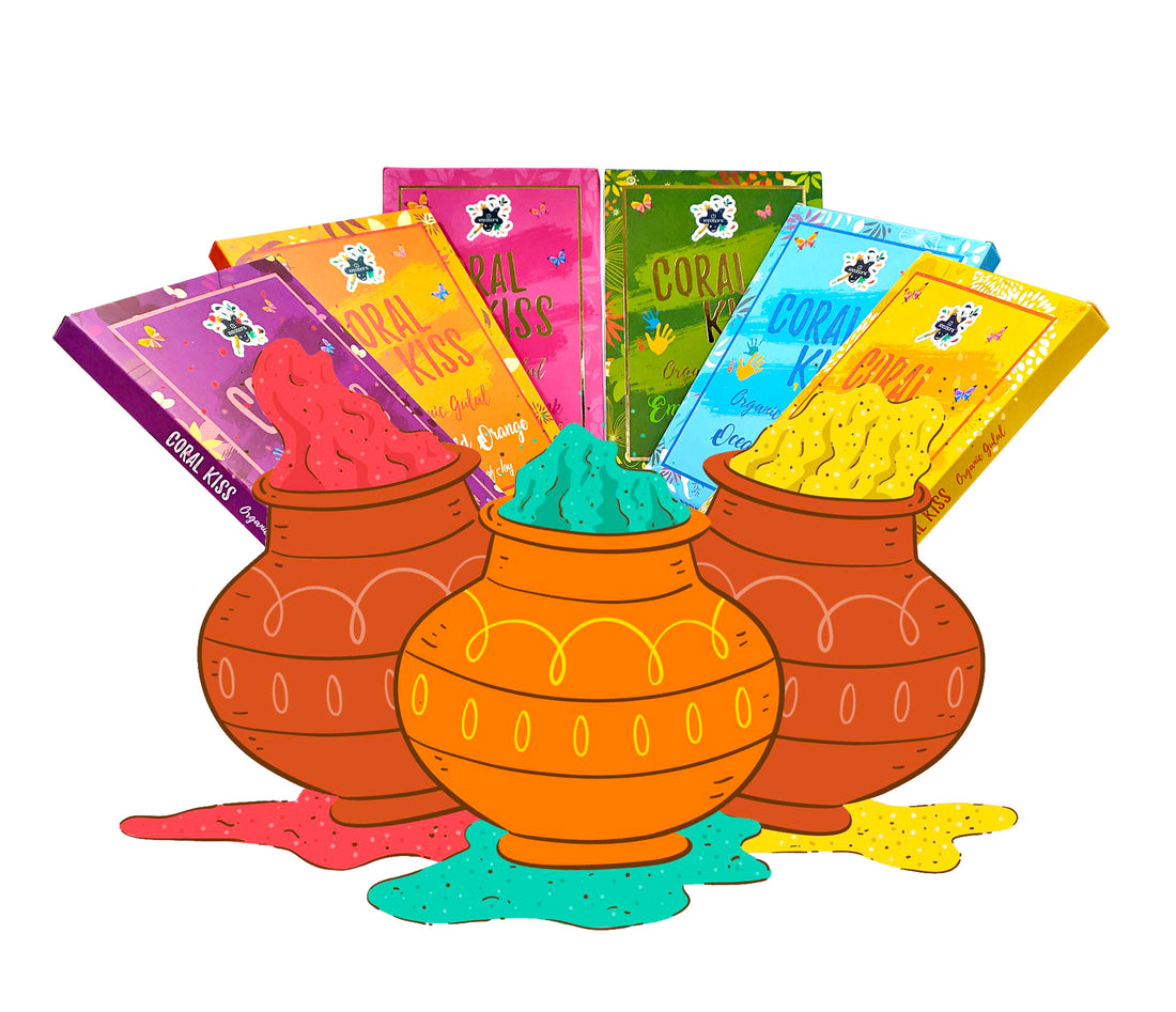 Coral Kiss 3 Pc Set of Skin Friendly Holi Colors (Assorted)