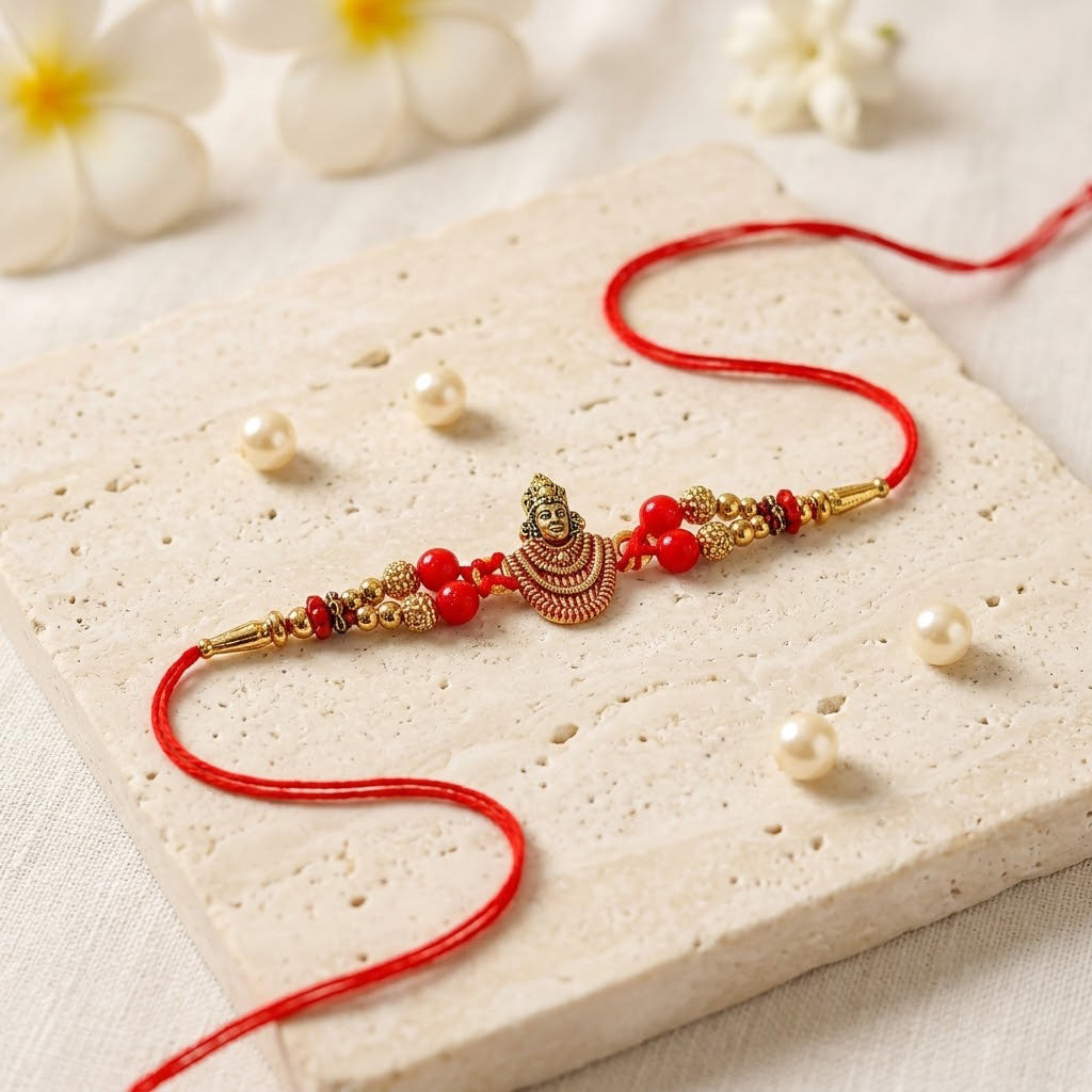 Handcrafted Sacred Deity Face Motif Antique Rakhi