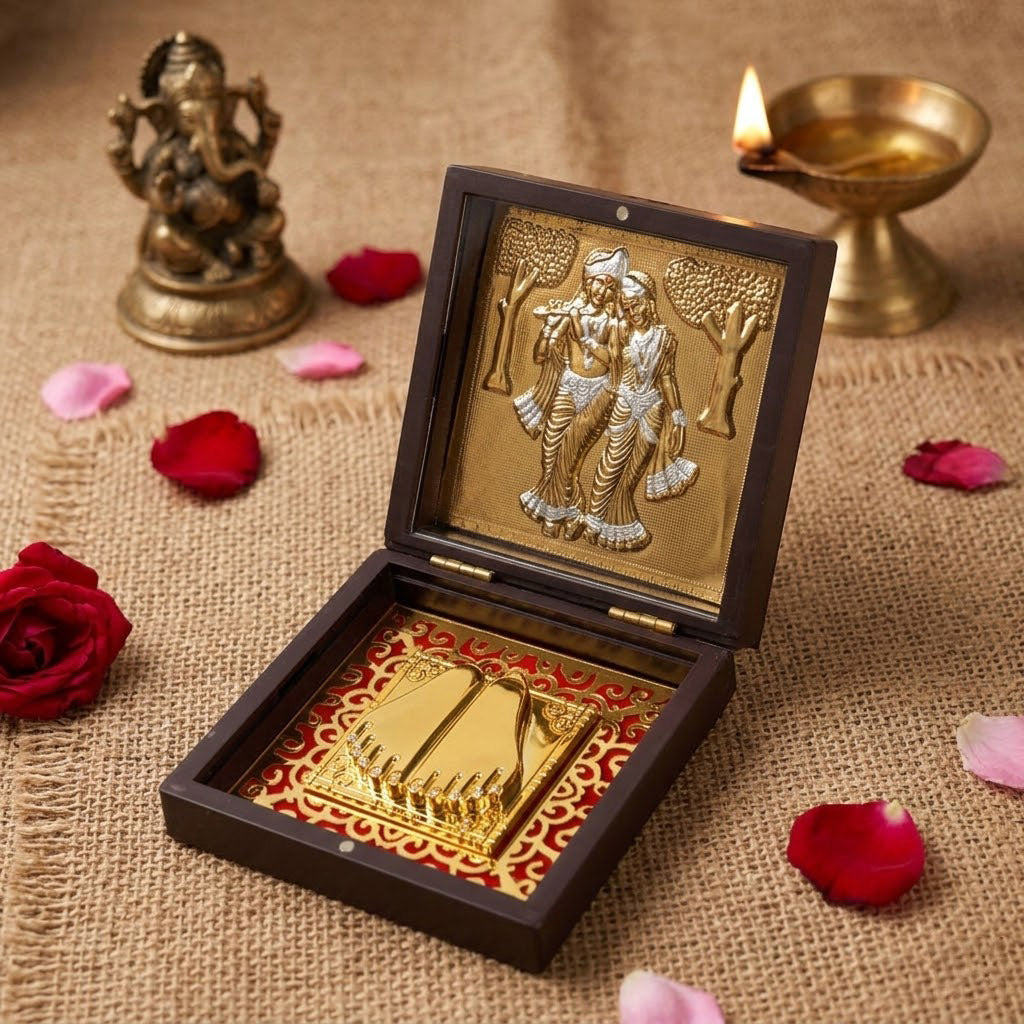 Radha Krishna Charan Paduka Box - Medium