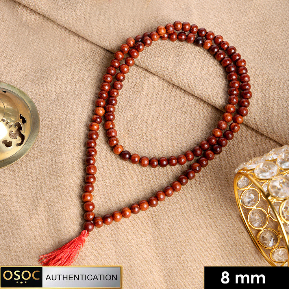 Certified 8mm 100% Original Authentic Pure Red Sandalwood Jap Mala (Thread)
