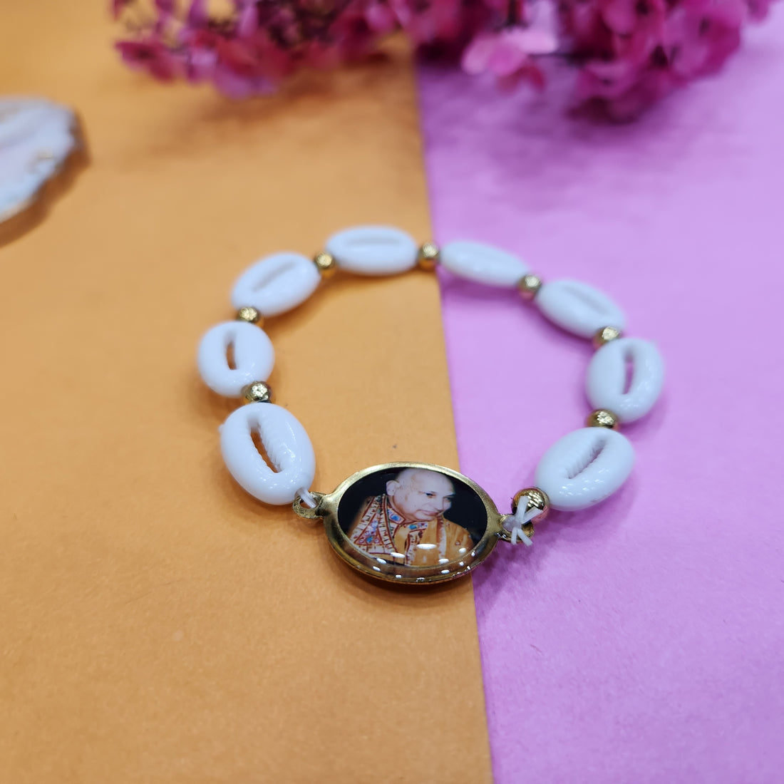 Pearl Bracelet with Jai Guruji Swaroop Handmade Bracelets for Men and Women