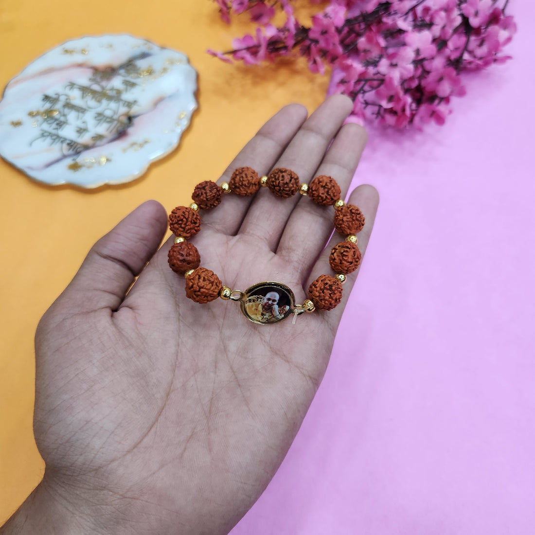 Rudraksha Bracelet with Jai Guruji Swaroop Handmade Bracelets for Men and Women