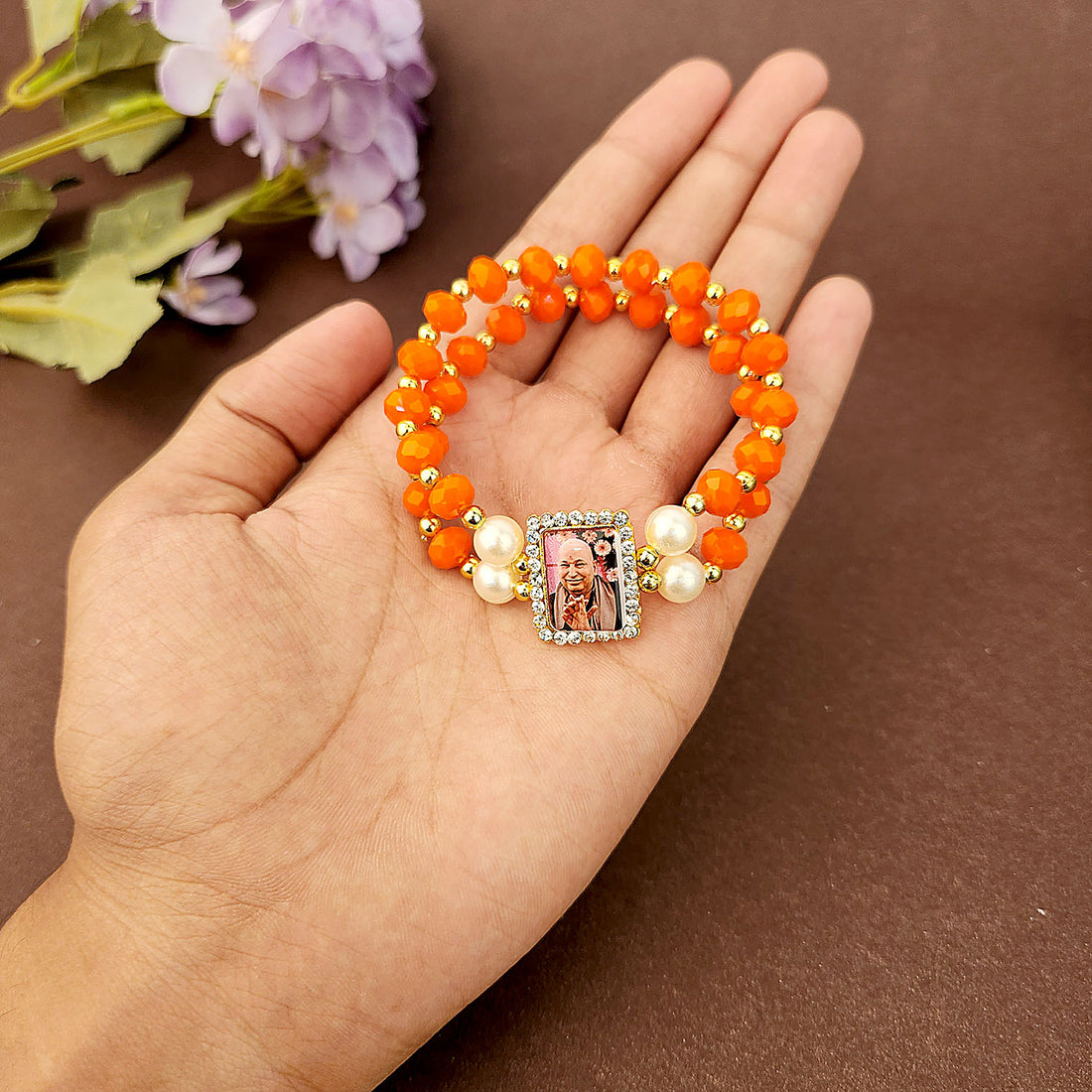 Orange Beaded Guru Ji Maharaj Handmade Bracelets for Men and Women