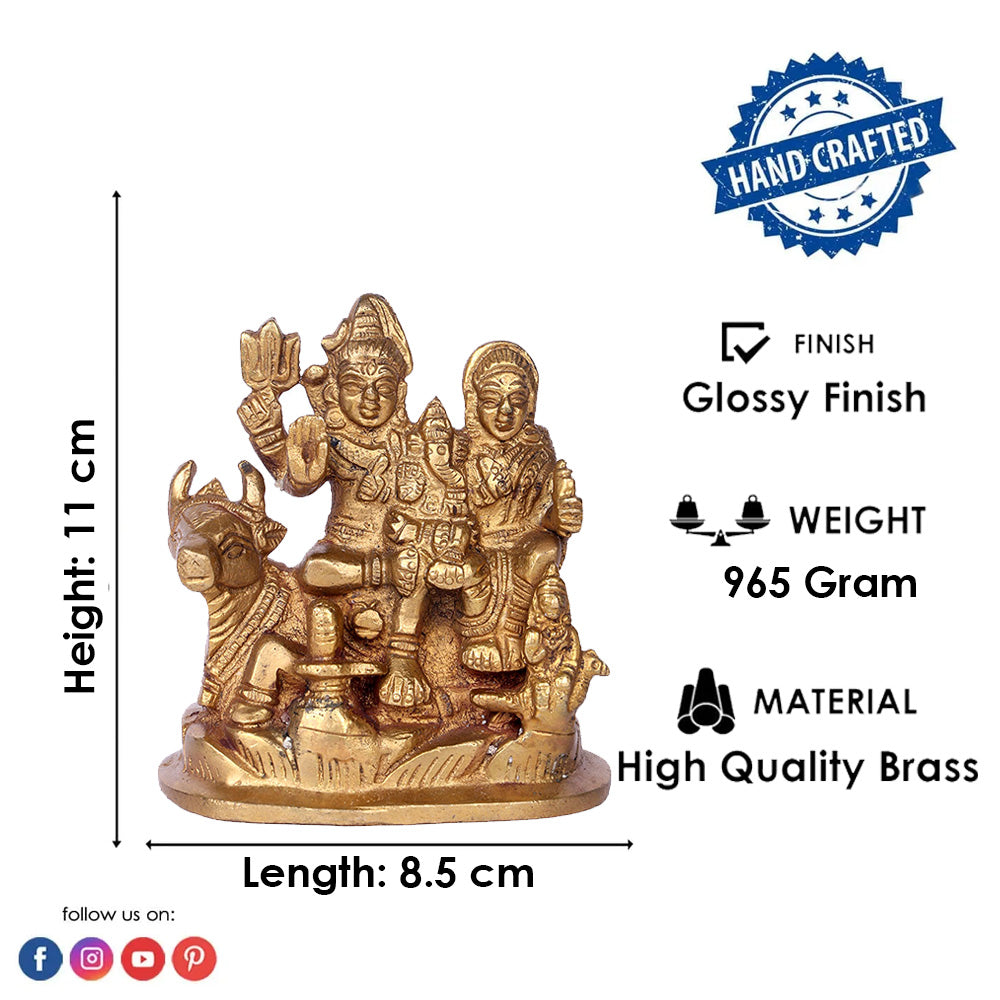 4.3 Inch Divine Shiva Family Brass Idol
