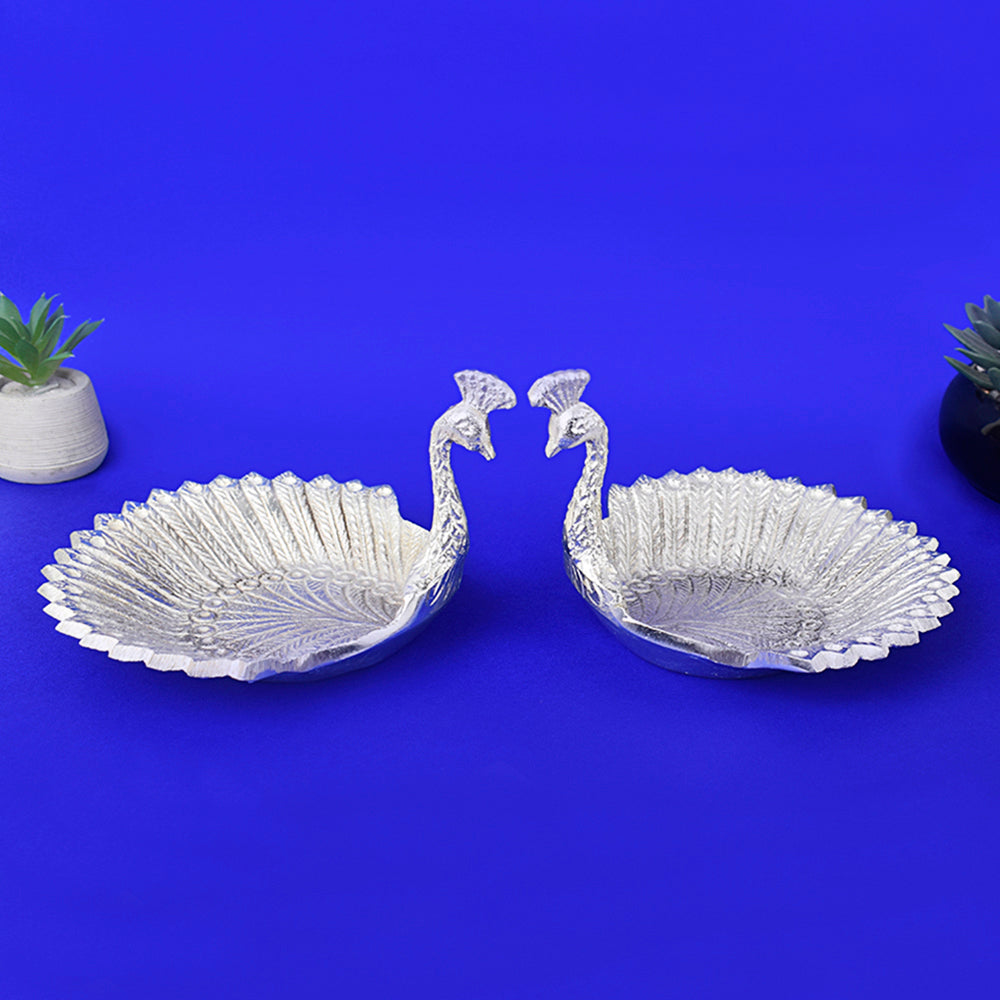 Beautiful Silver Peacock Tray
