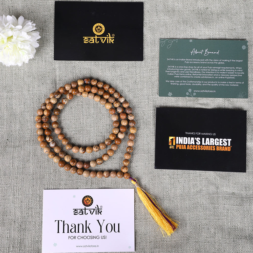 Picture Jasper Hakik Mala (108 Beads) β A Stone of Harmony & Connection