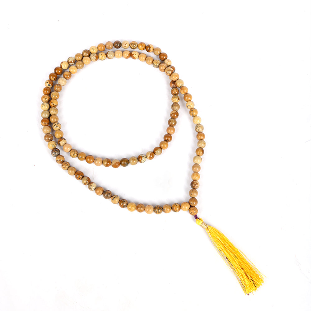 Picture Jasper Hakik Mala (108 Beads) β A Stone of Harmony & Connection