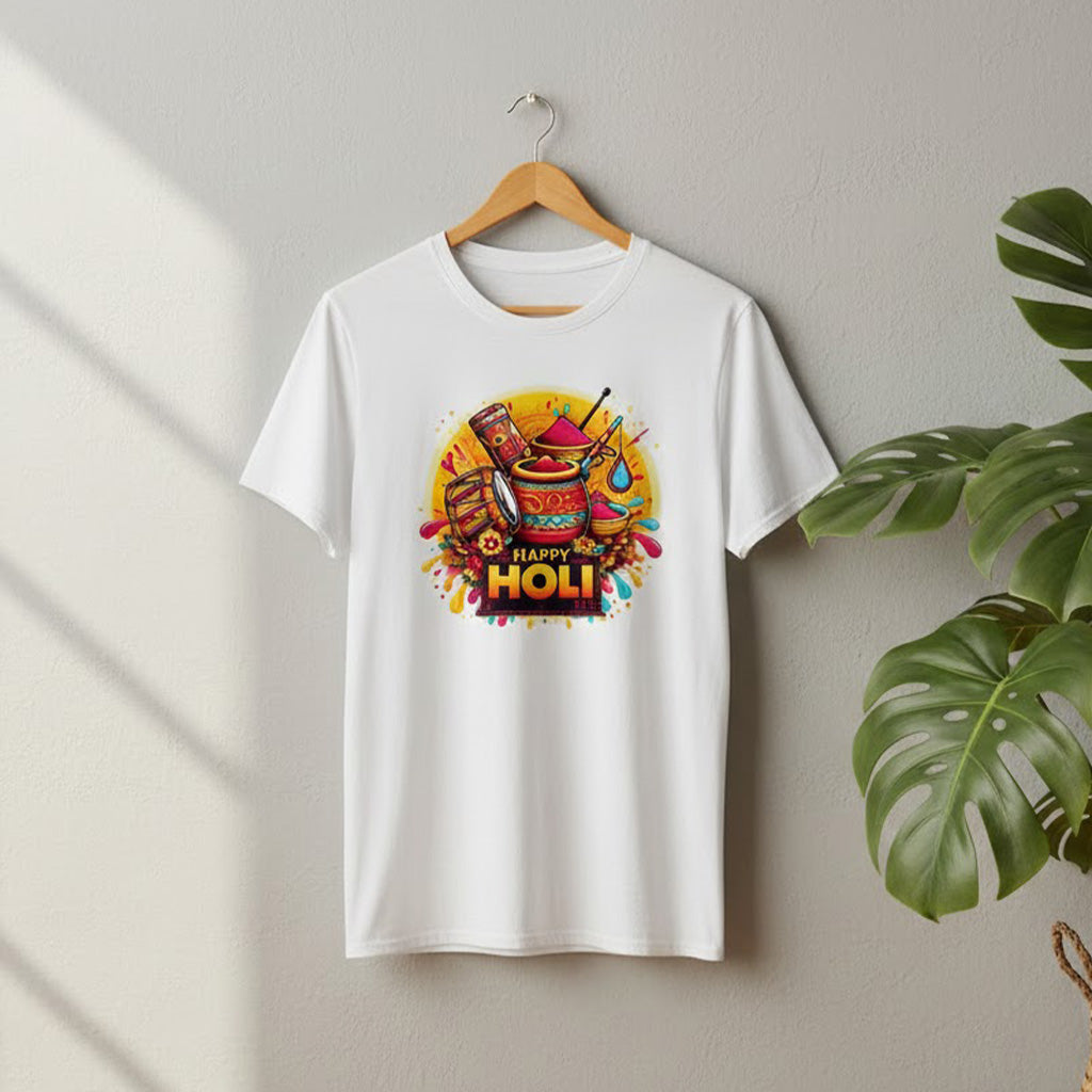 Holi Tshirt Printed Round Neck Tshirt for Men/Women Design-2