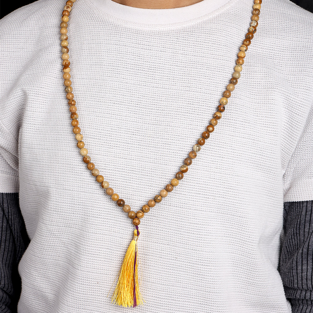 Picture Jasper Hakik Mala (108 Beads) β A Stone of Harmony & Connection