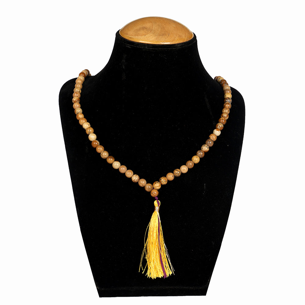 Picture Jasper Hakik Mala (108 Beads) β A Stone of Harmony & Connection