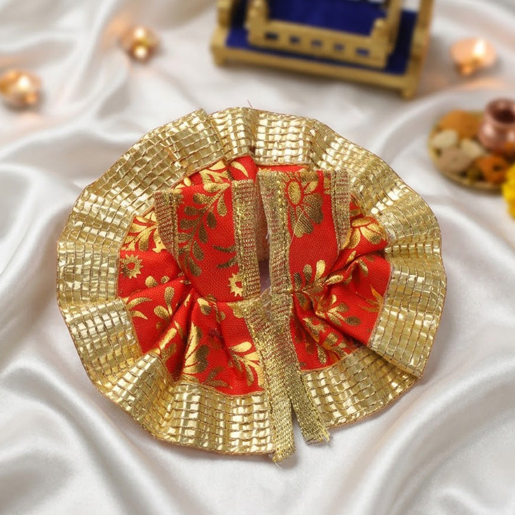 Size 1 Golden Floral Print Laddu Gopal Dress