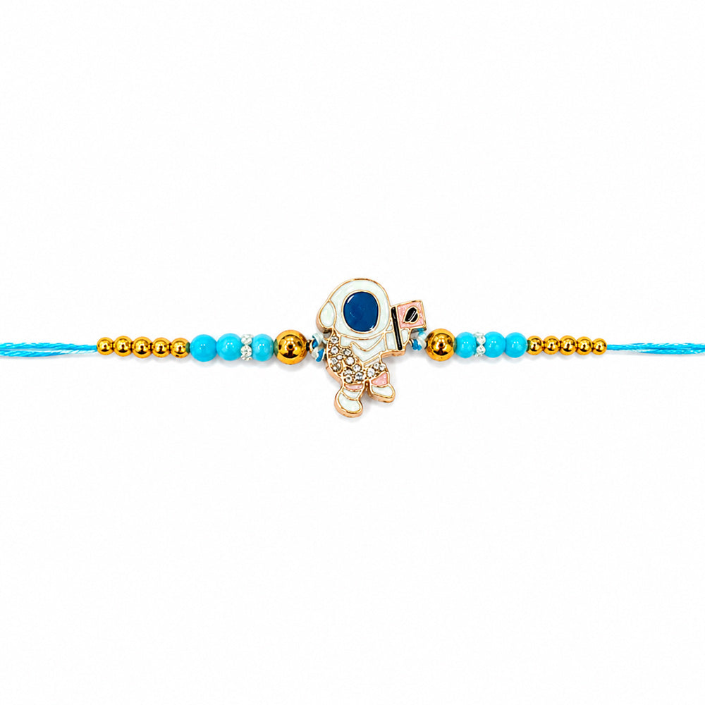 Handcrafted Space Theme Enamel Astronaut Kids Rakhi
