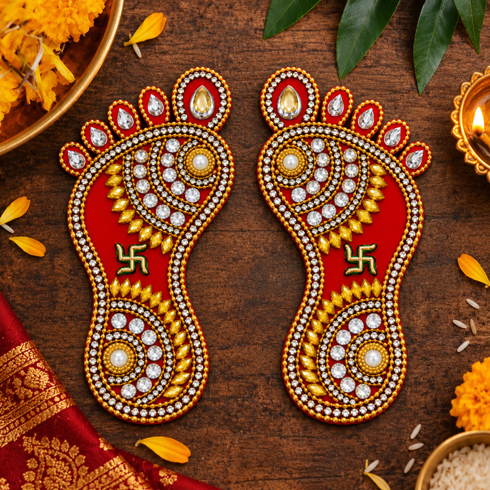 Festive Entrance Blessing Lakshmi Footprint Stickers