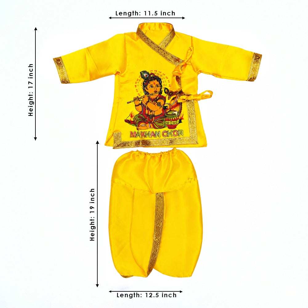 Size 2 Makhan Chor Yellow Krishna Dress with Golden Border