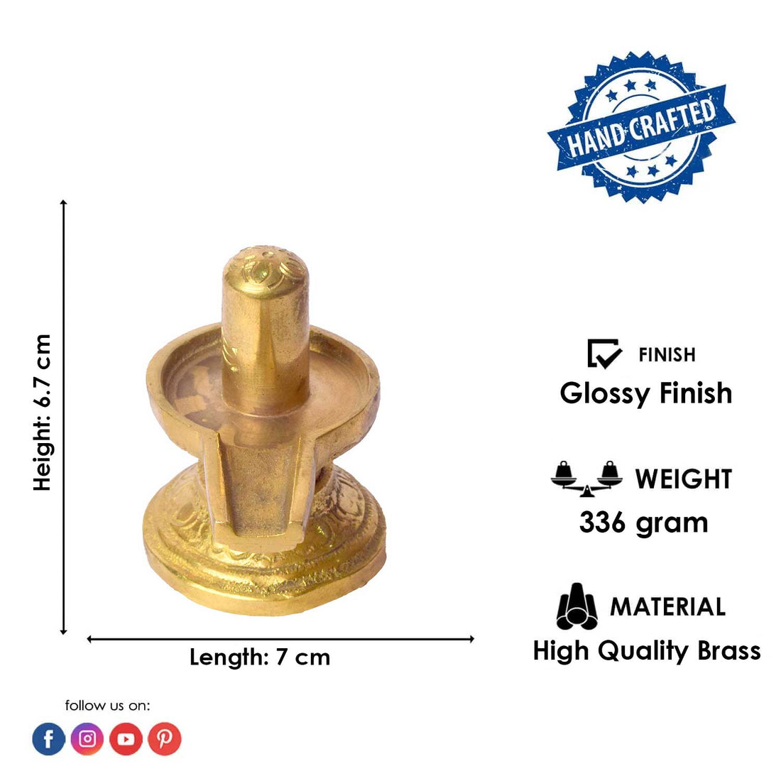 2.6 Inch Elegant Brass Shivlingam