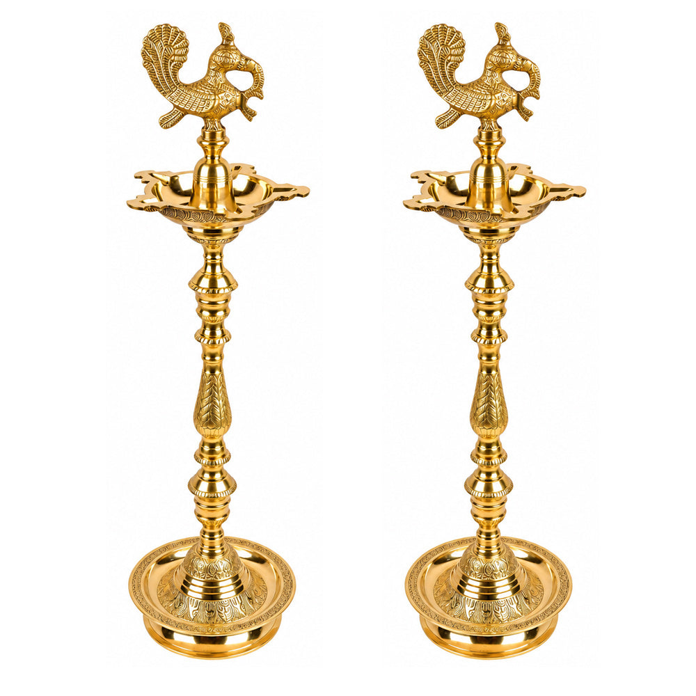 44 Inch Brass Kerala Peacock Samai Deepam Inauguration Lamp