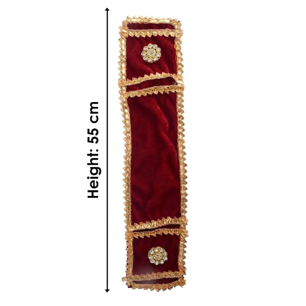 Decorative Maroon Velvet Ganpati Idol Patka with Floral Medallions