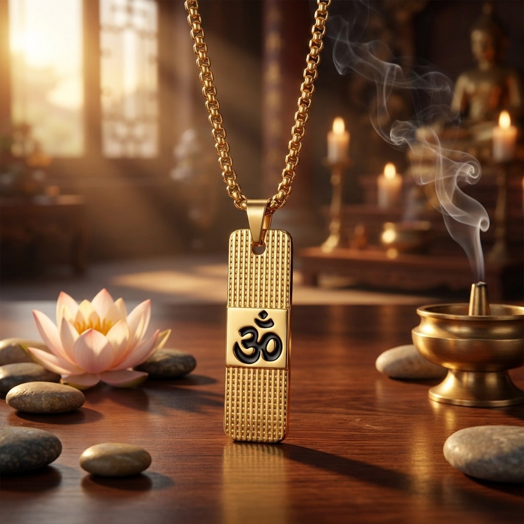 Om Name Pendant Gold Plated Premium IGP Coating
