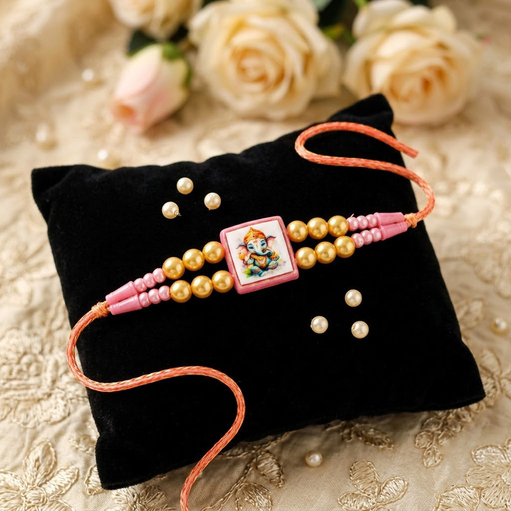 Auspicious Bal Ganesha Graphic Centerpiece Kids Rakhi