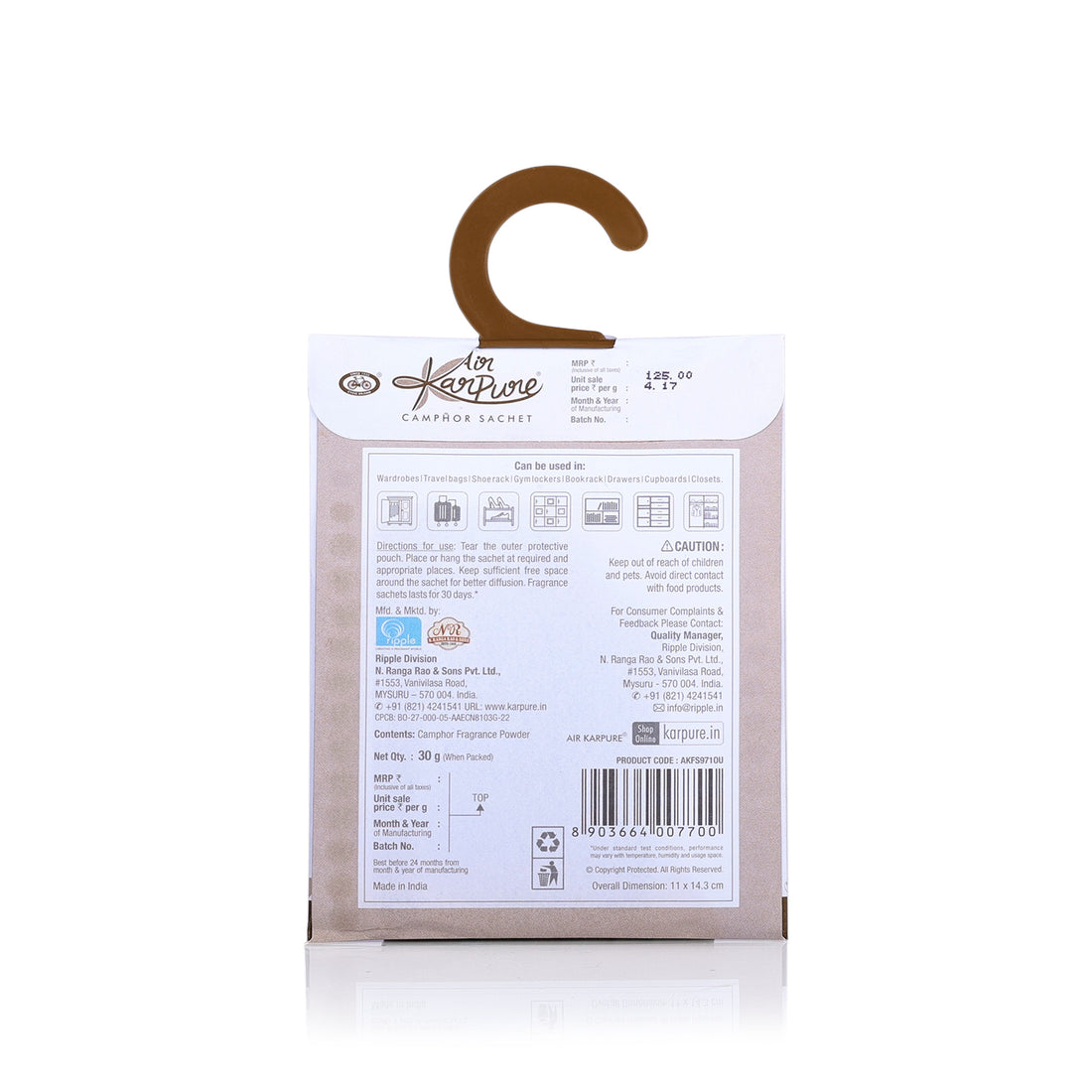 Camphor Sachet Combo - Oudh, Citrus, Lavender & Thyme Fragrance