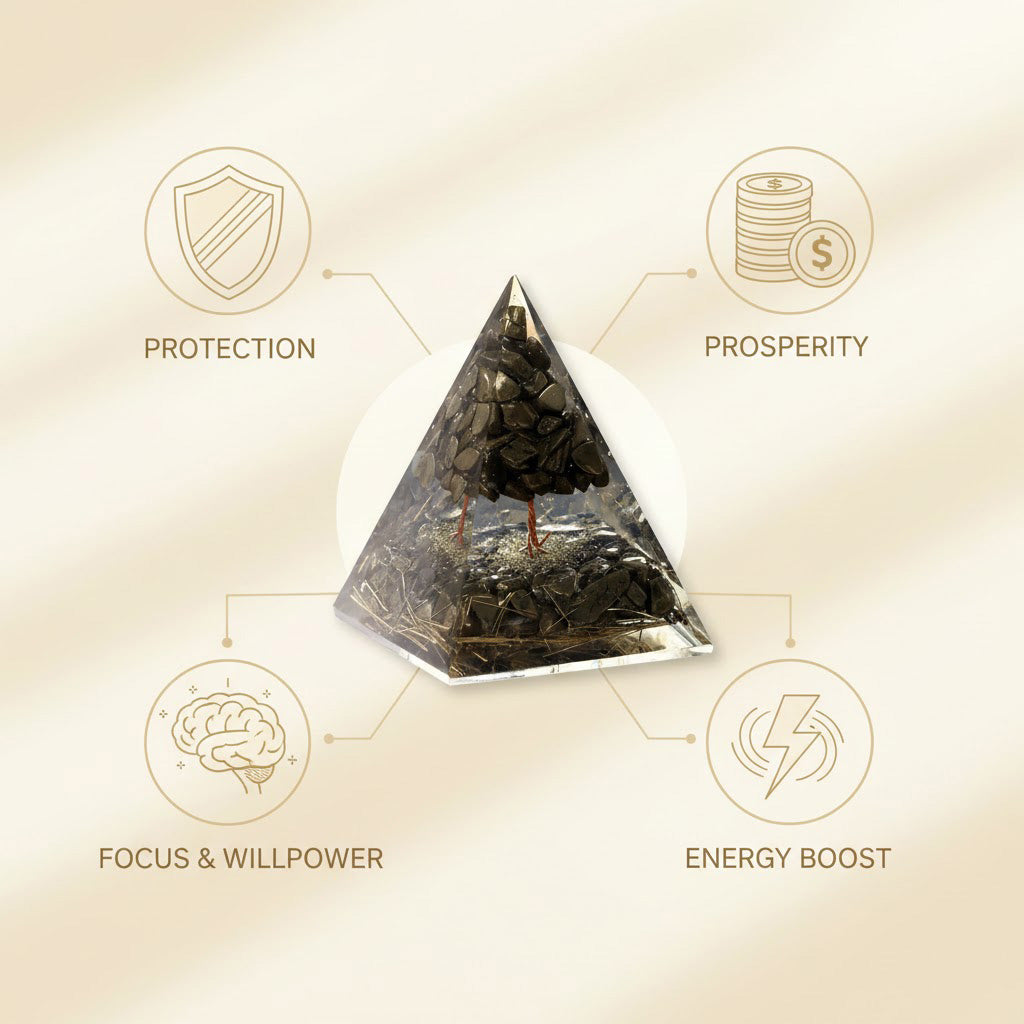 7 Horses Raw Pyrite Frame + Pyrite Tree Pyramid Combo