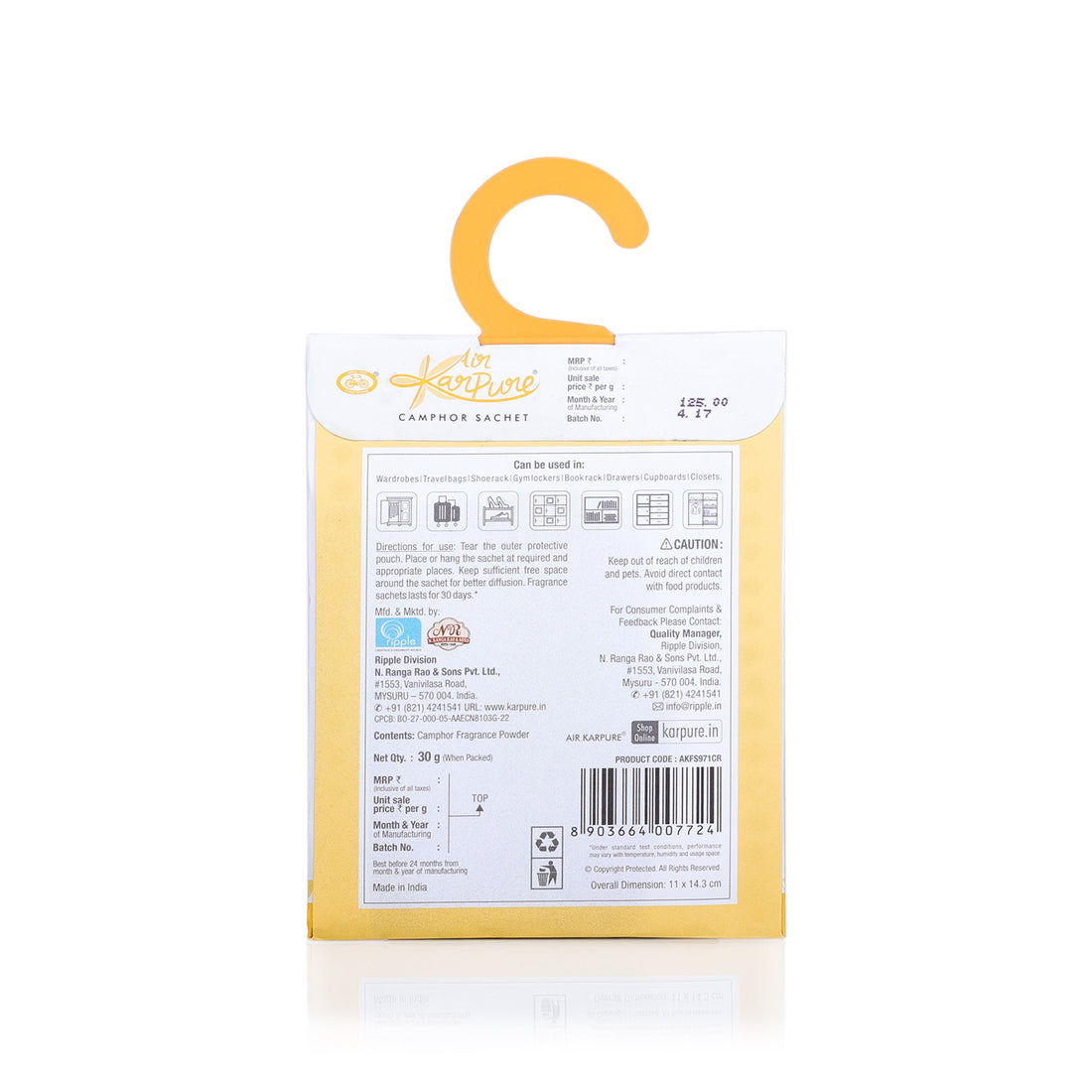 Camphor Sachet Combo - Oudh, Citrus, Lavender & Thyme Fragrance