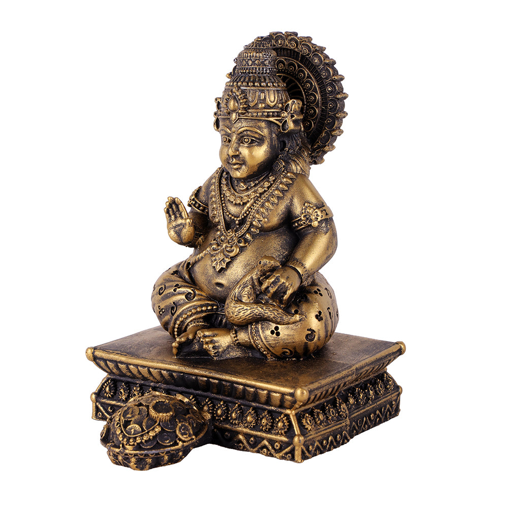 Premium Antique Gold Kuber Maharaj Resin Statue