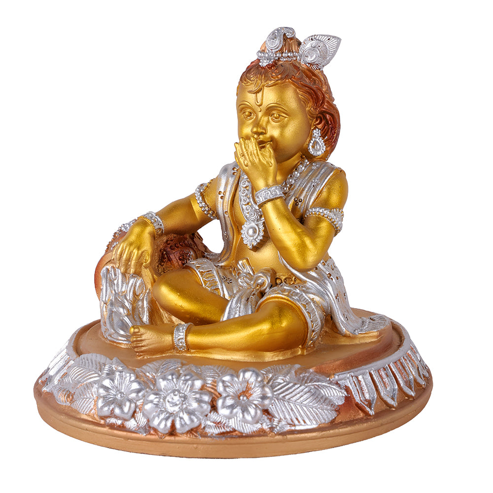 Premium Silver & Gold Laddu Gopal Resin Statue