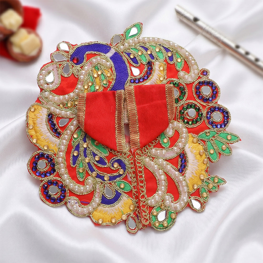 Size 0 to 4 Royal Heavy Peacock Embroidery Laddu Gopal Dress