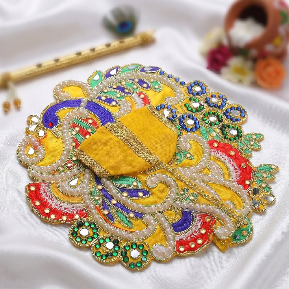 Size 0 to 4 Royal Heavy Peacock Embroidery Laddu Gopal Dress