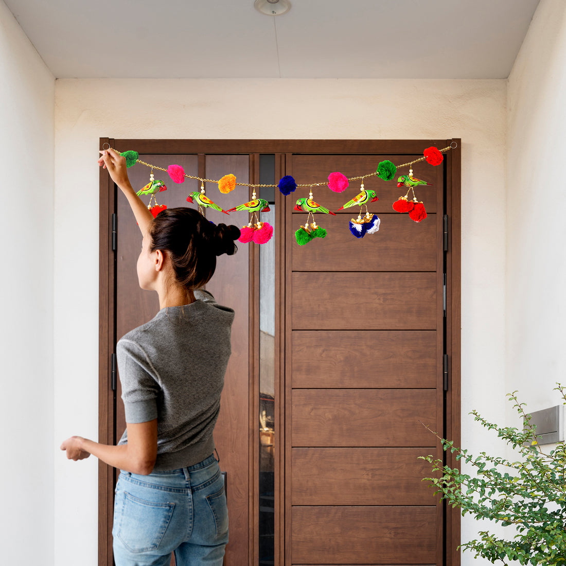 Parrot Puppets Pom Pom Toran Bandhanwar For Entrance Door