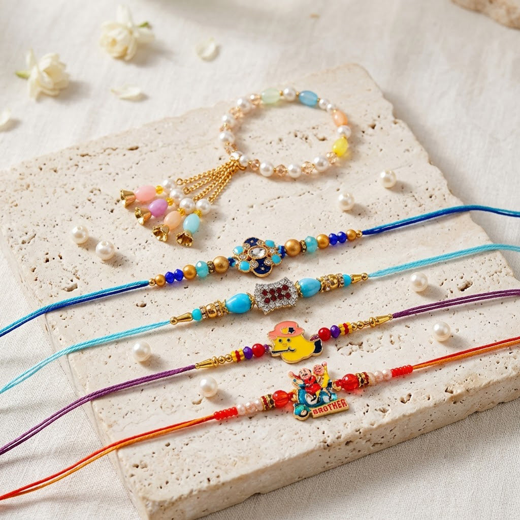 Exquisite Family Rakhi Combo (Set of 5)