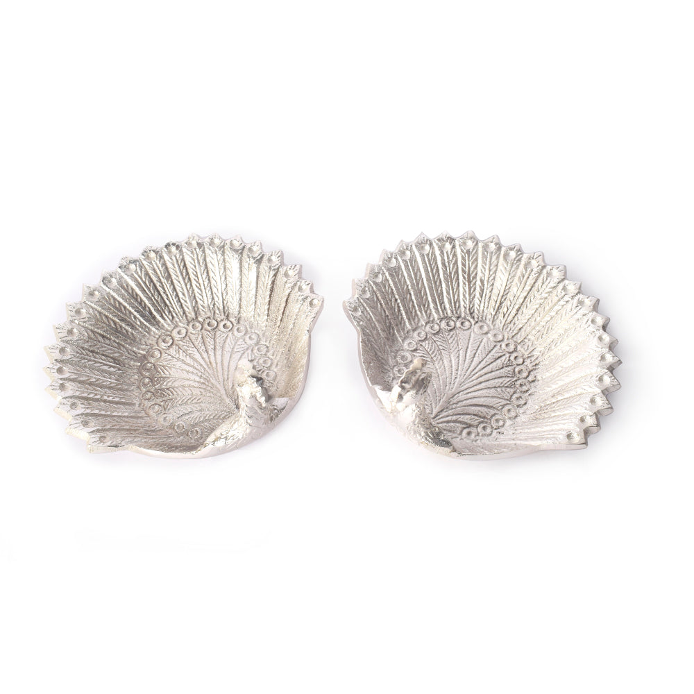 Beautiful Silver Peacock Tray