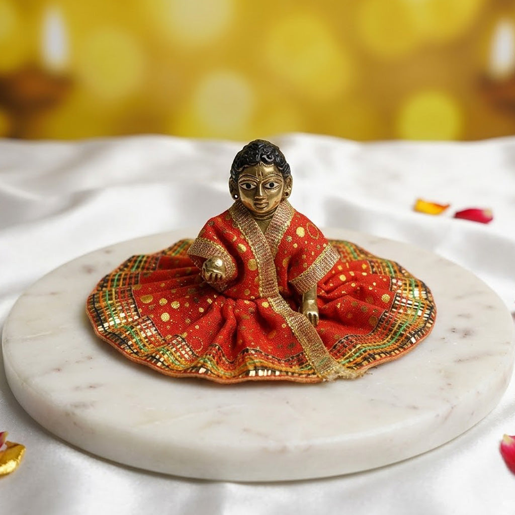 Dotted Pattern Laddu Gopal Dress with Golden Border