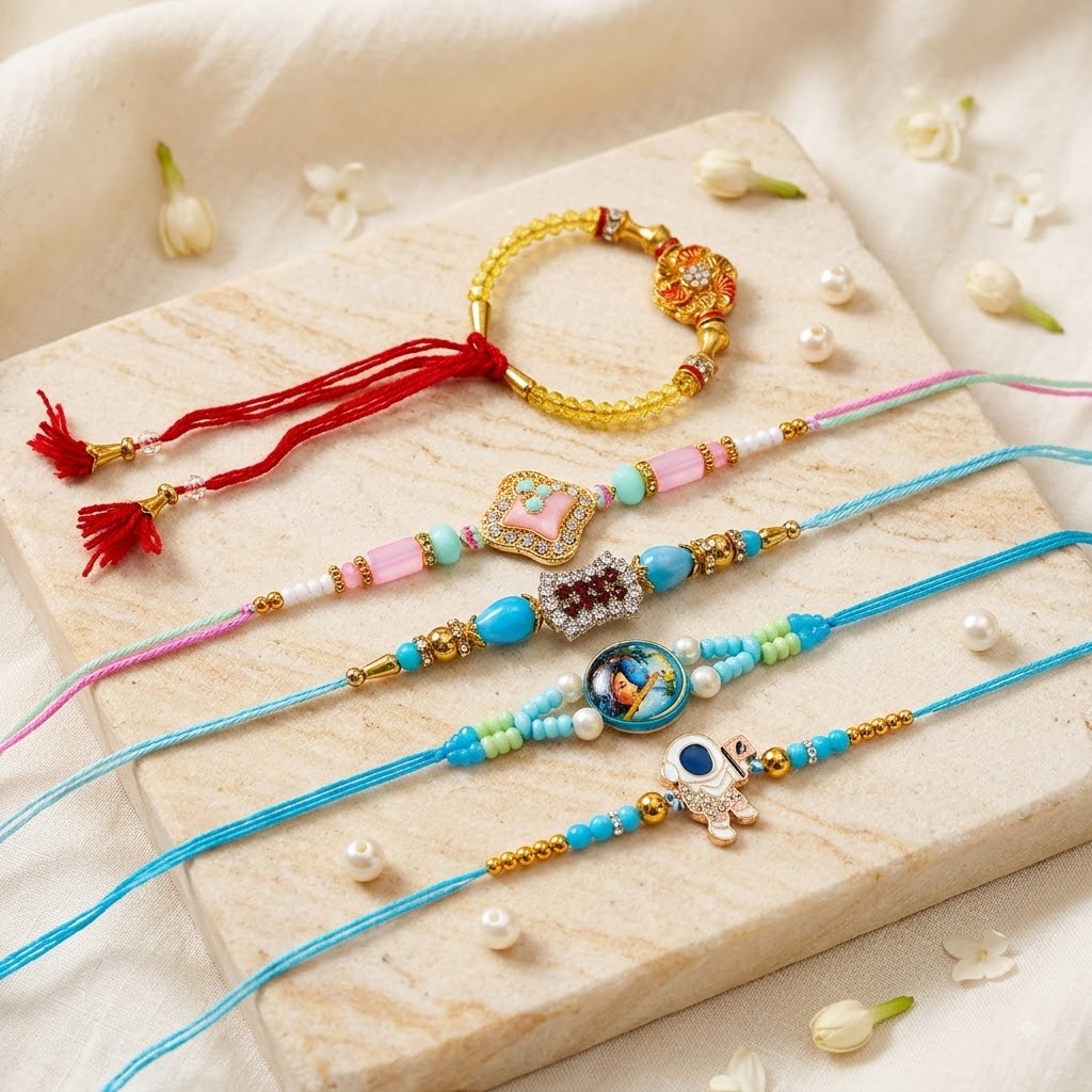 Divine Spiritual Family Rakhi Combo (Set of 5)