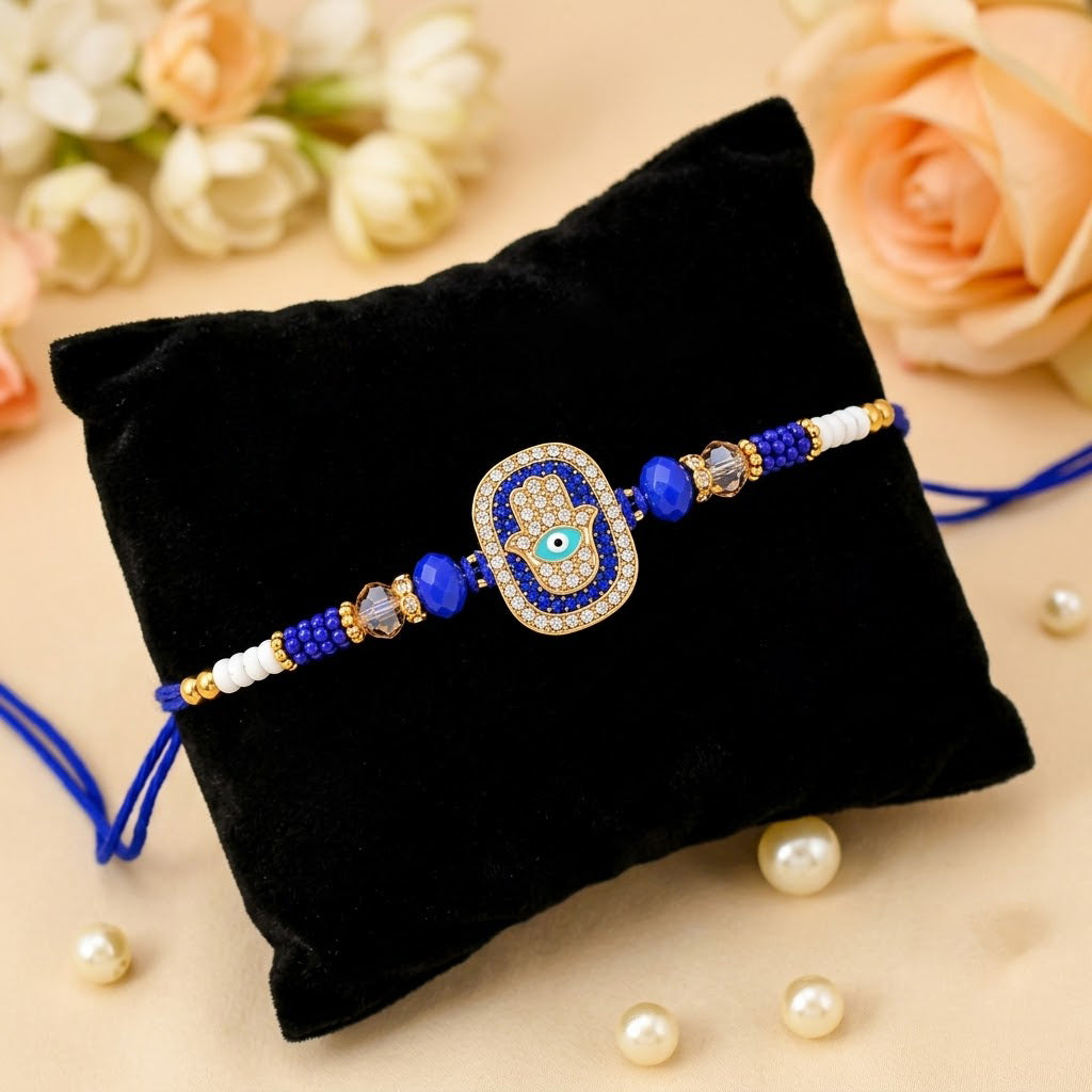 Protection Hamsa Hand Evil Eye Motif Designer Rakhi