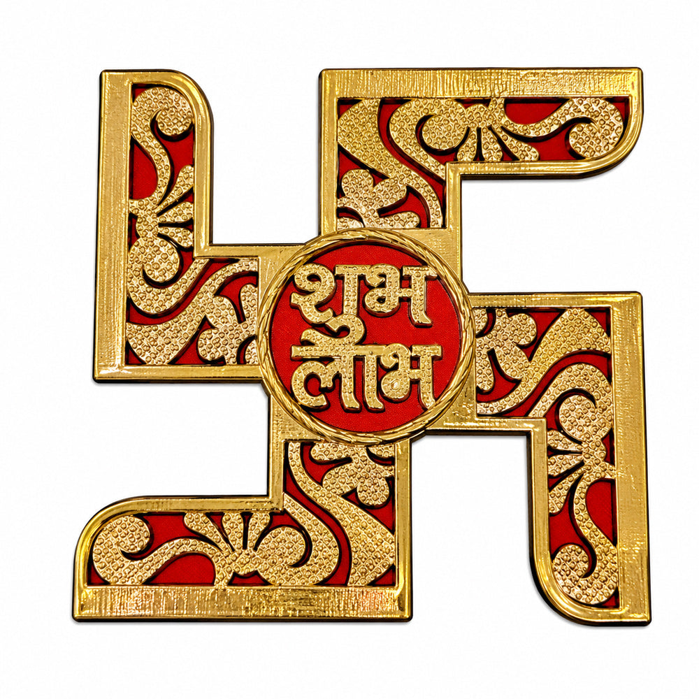 Gold & Red Swastik with Central Shubh Labh Sticker